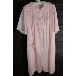 Vintage Nancy King Lingerie Nylon Nightgown Robe Set Size L Lace Romantic USA
